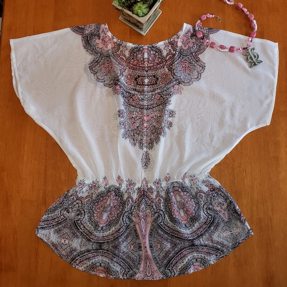 EUP Cowgirl Up Blouse white/pink Size Small - Picture 2 of 5